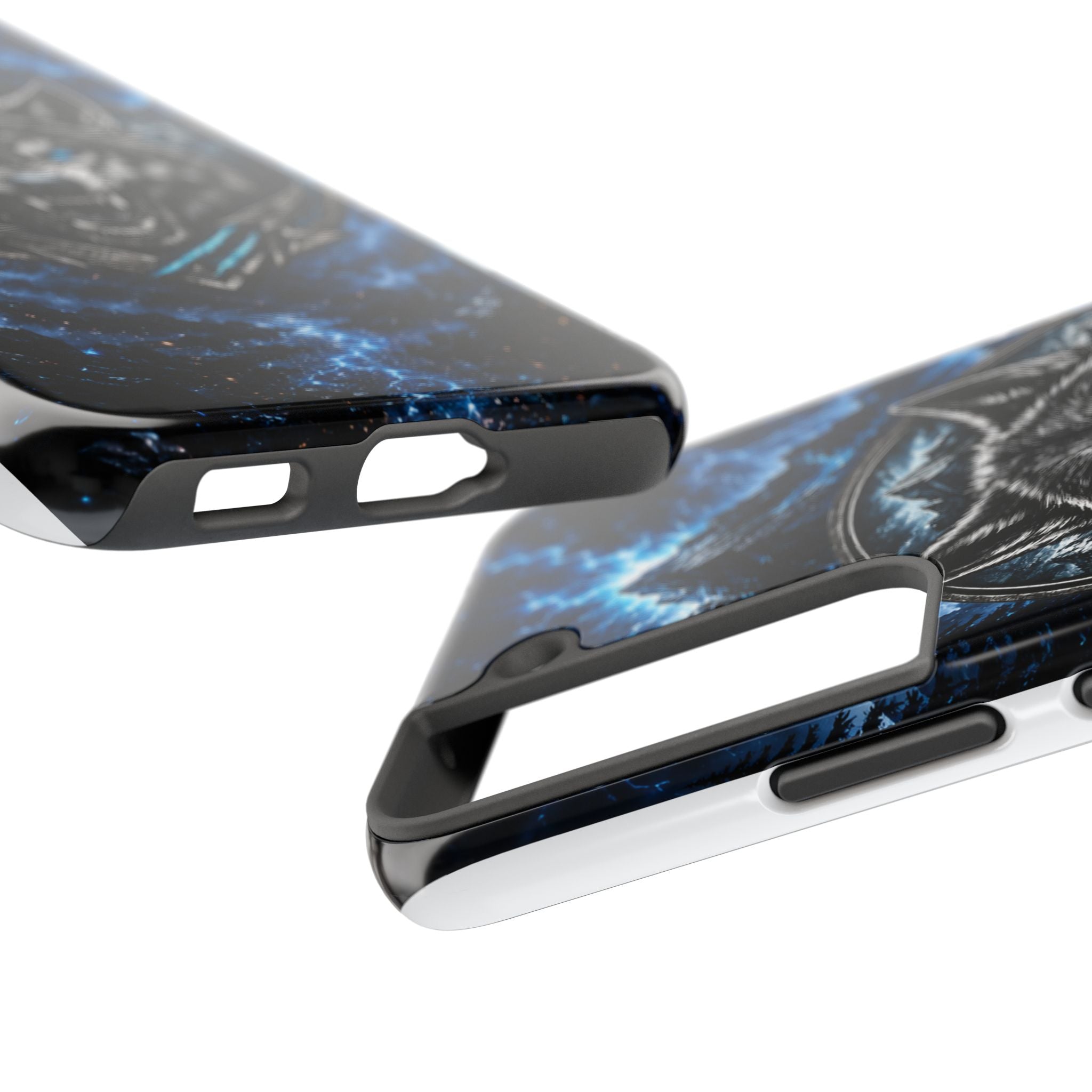 Wolf Thunder Tough Phone Case — Rugged Protective Case with Blue Lightning Wolf Design