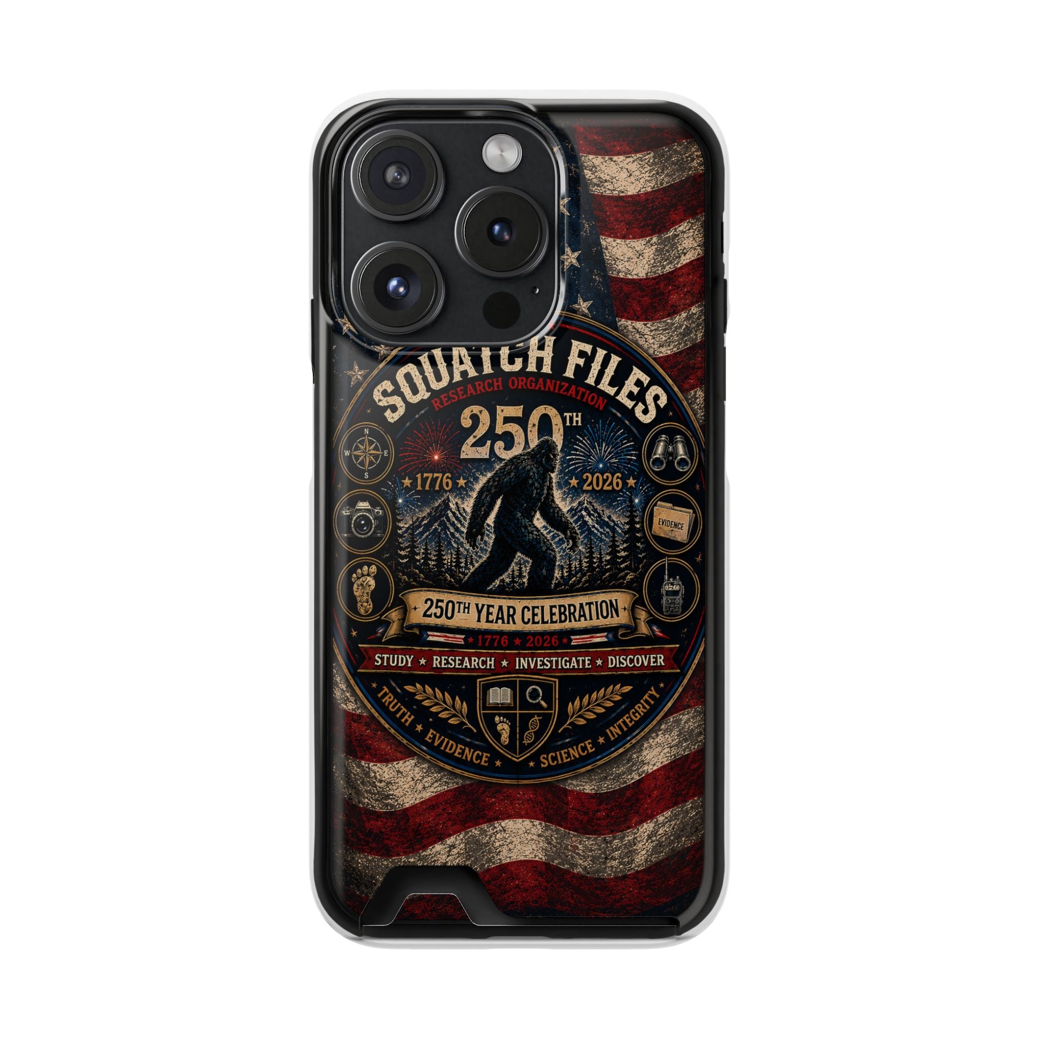 Phone Case — 'The Squatch Files 250th' Card Holder Case (Patriotic Bigfoot Design)