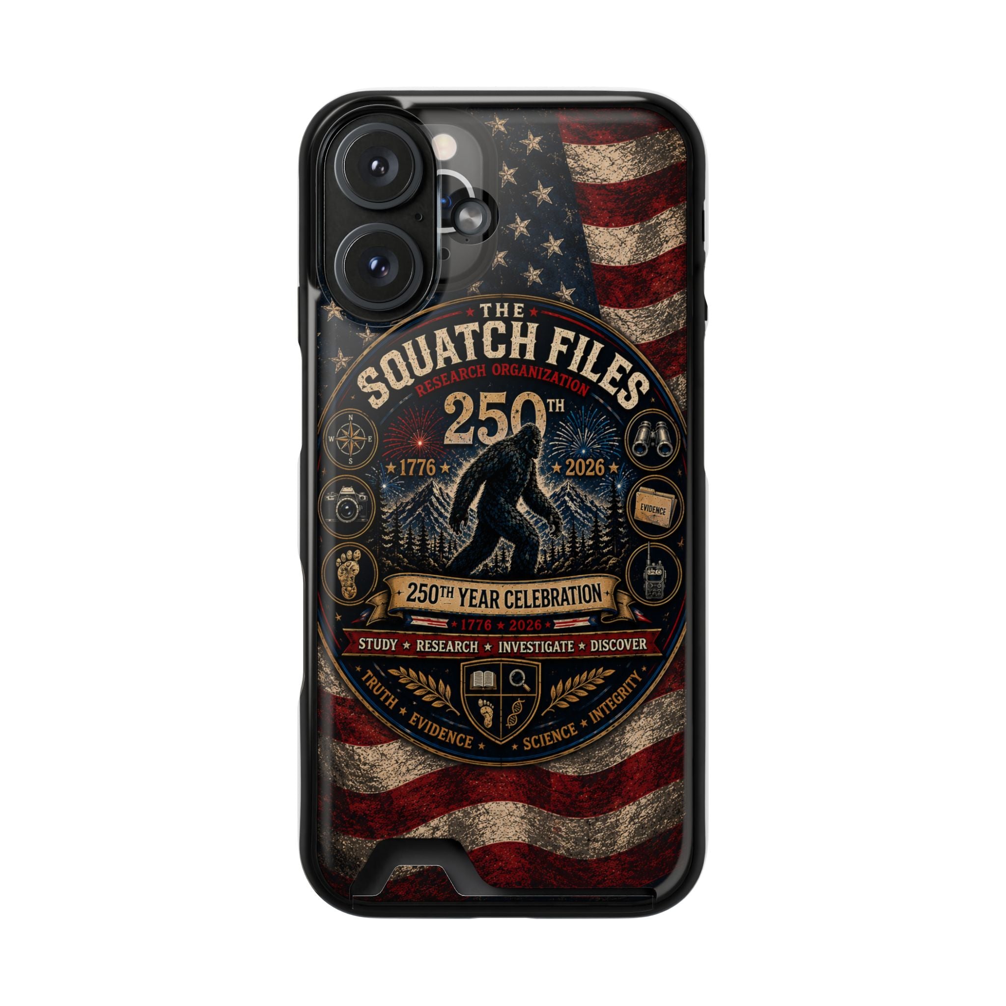 Phone Case — 'The Squatch Files 250th' Card Holder Case (Patriotic Bigfoot Design)