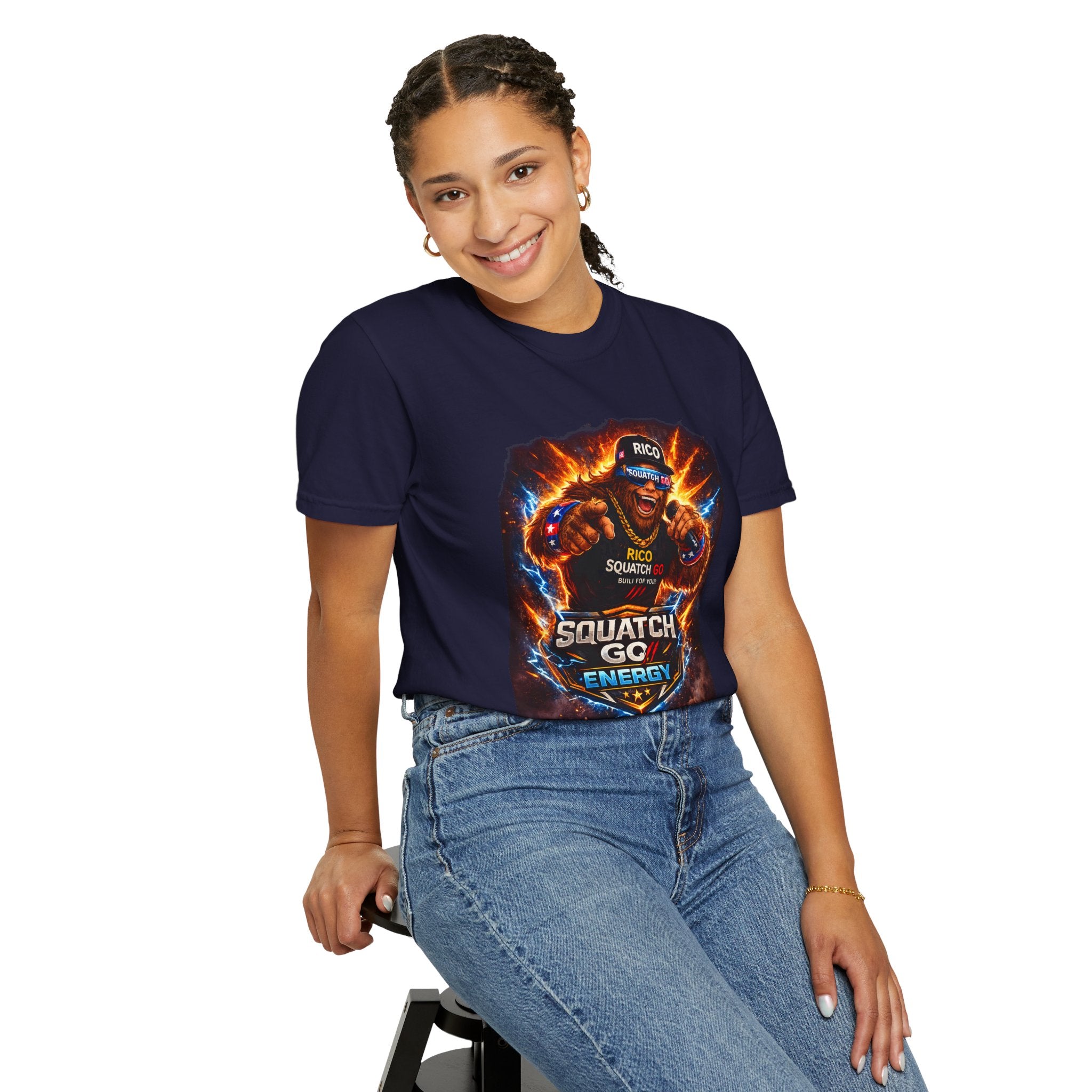 Squatch GC Energy Graphic T-Shirt — Retro Gamer Energy Drink Design