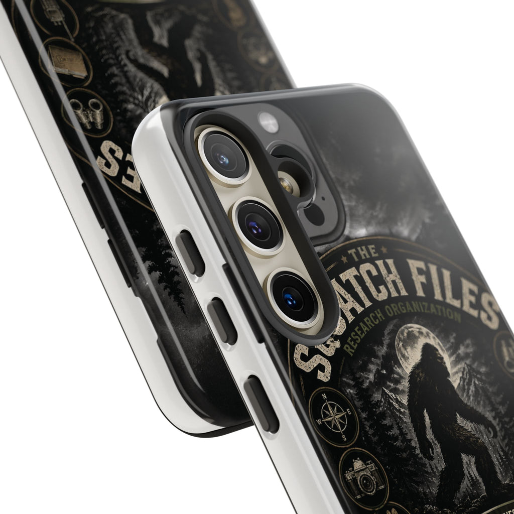 Squatch Files Research Organization Phone Case — Bigfoot Sasquatch Moonlit Forest Design