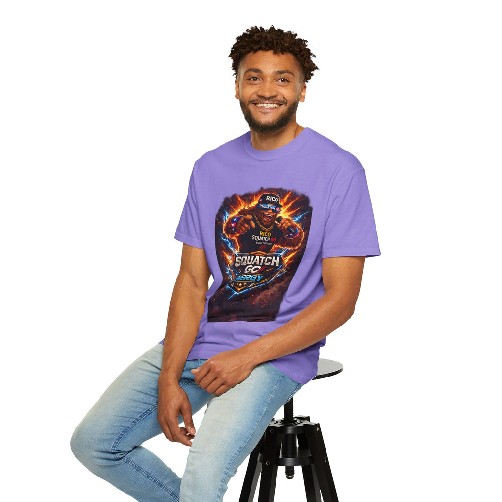 Squatch GC Energy Graphic T-Shirt — Retro Gamer Energy Drink Design