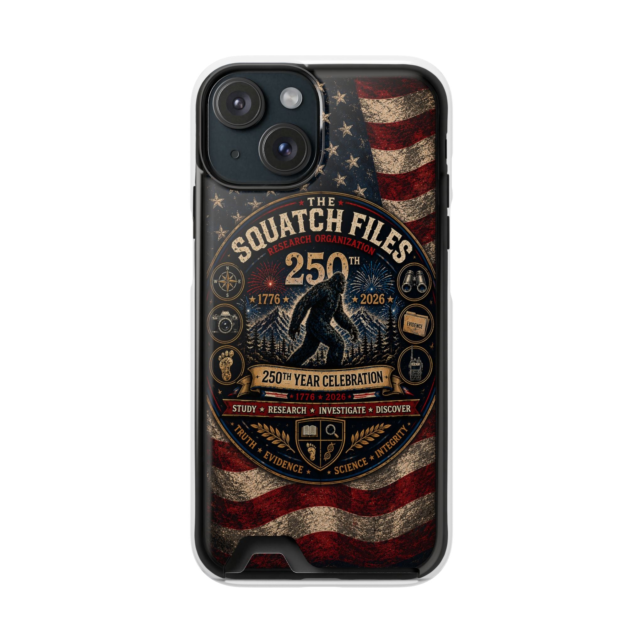 Phone Case — 'The Squatch Files 250th' Card Holder Case (Patriotic Bigfoot Design)