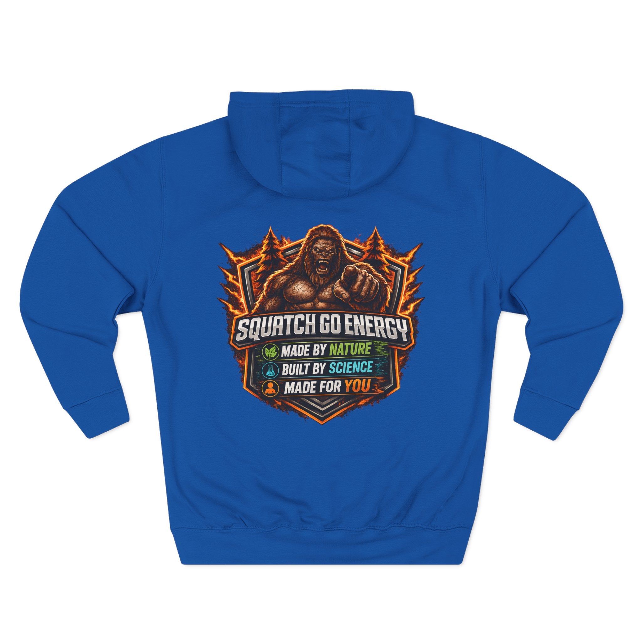 Squatch Go Energy Hoodie — Bigfoot Graphic Fleece Pullover (Made by Nature, Built by Science)