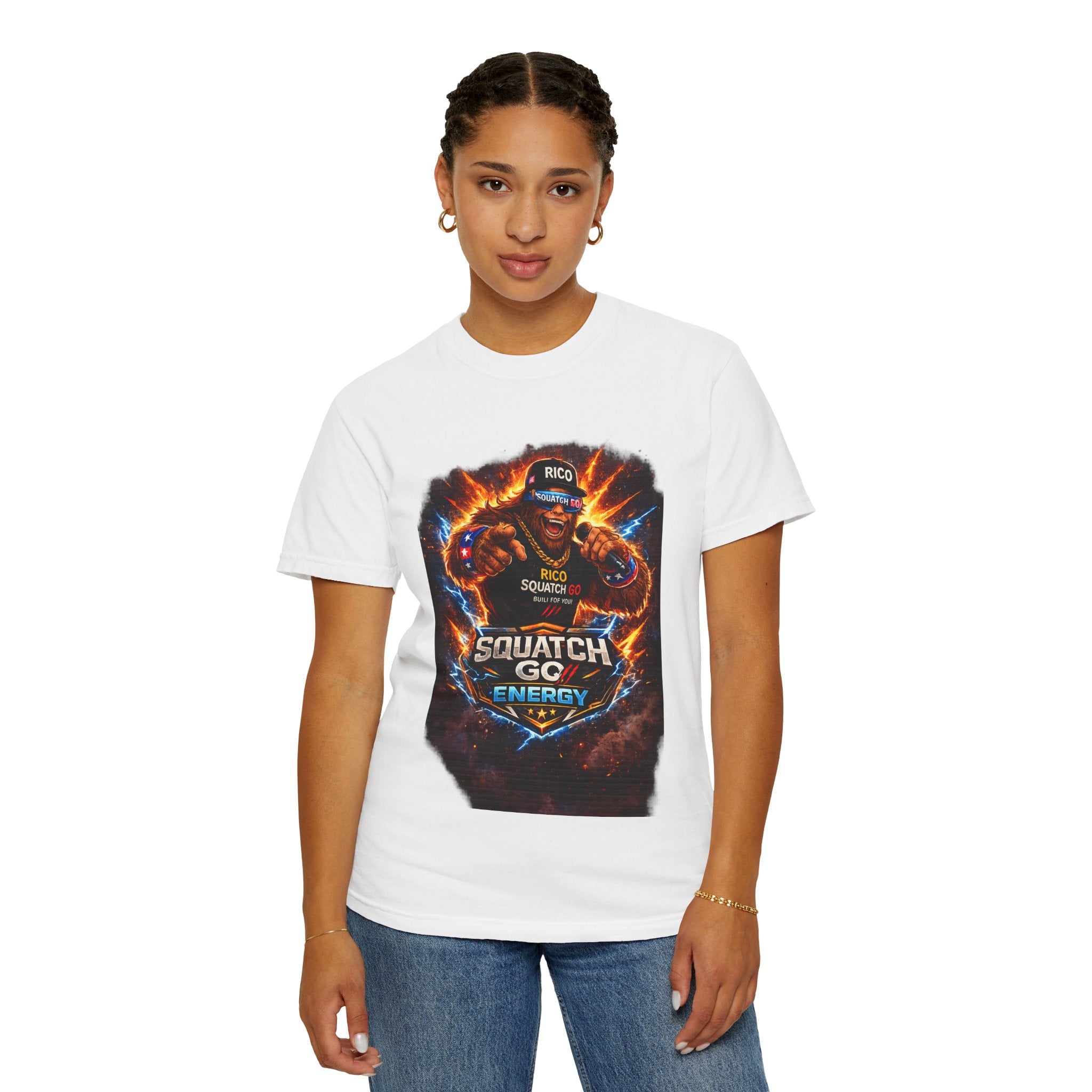 Squatch GC Energy Graphic T-Shirt — Retro Gamer Energy Drink Design