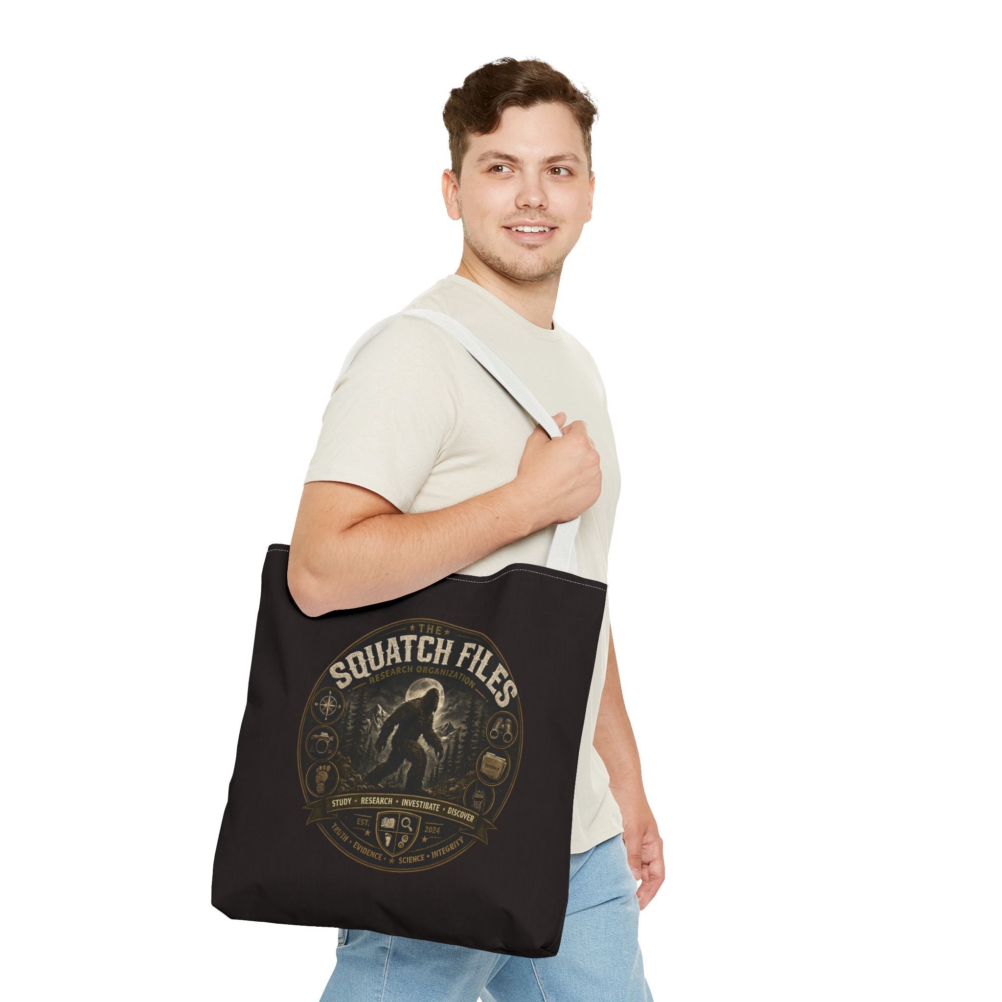 Squatch Files Tote Bag — Bigfoot Investigation Graphic Tote