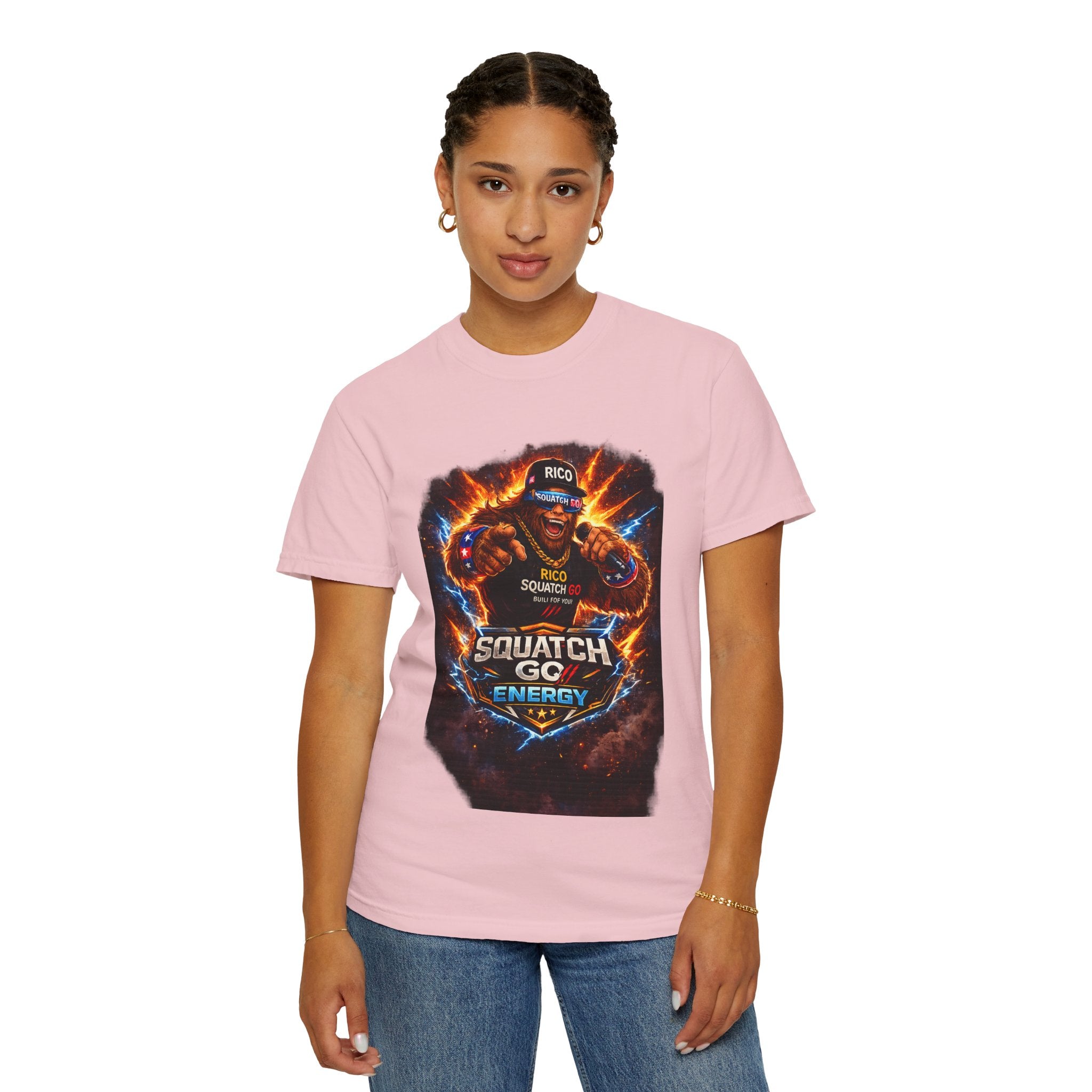 Squatch GC Energy Graphic T-Shirt — Retro Gamer Energy Drink Design
