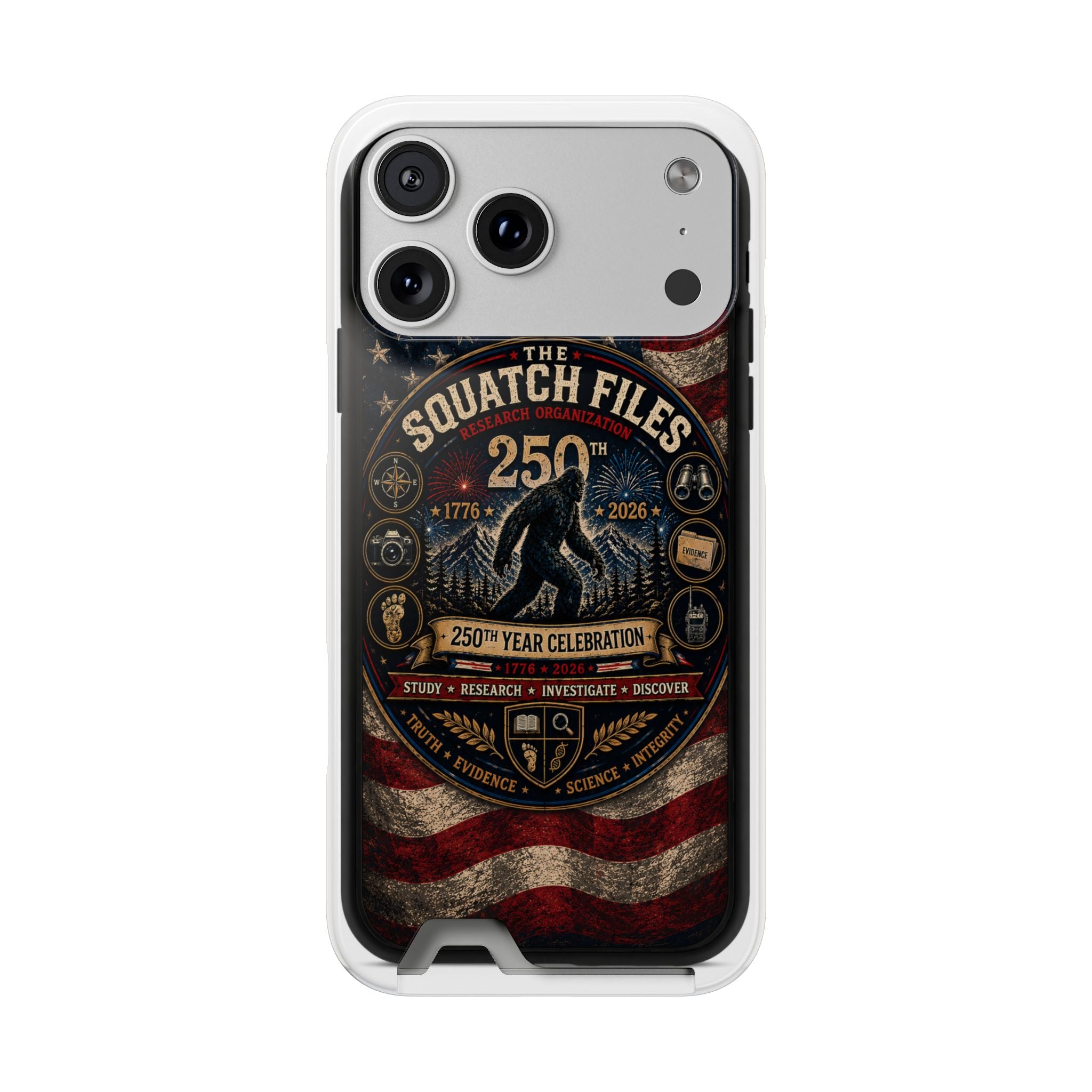 Phone Case — 'The Squatch Files 250th' Card Holder Case (Patriotic Bigfoot Design)