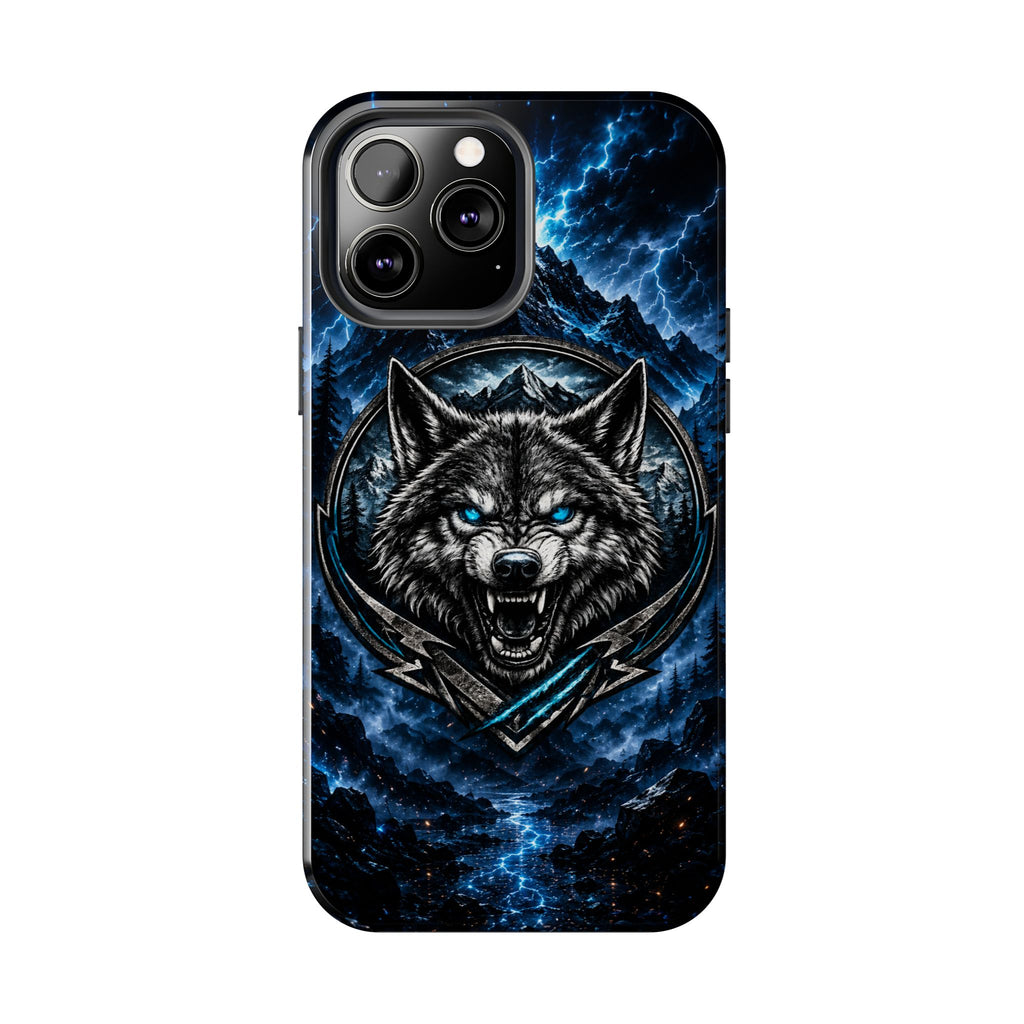 Wolf Thunder Tough Phone Case — Rugged Protective Case with Blue Lightning Wolf Design