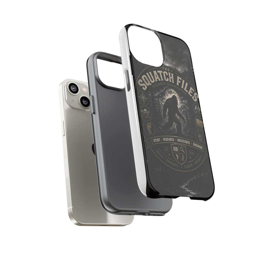 Squatch Files Research Organization Phone Case — Bigfoot Sasquatch Moonlit Forest Design