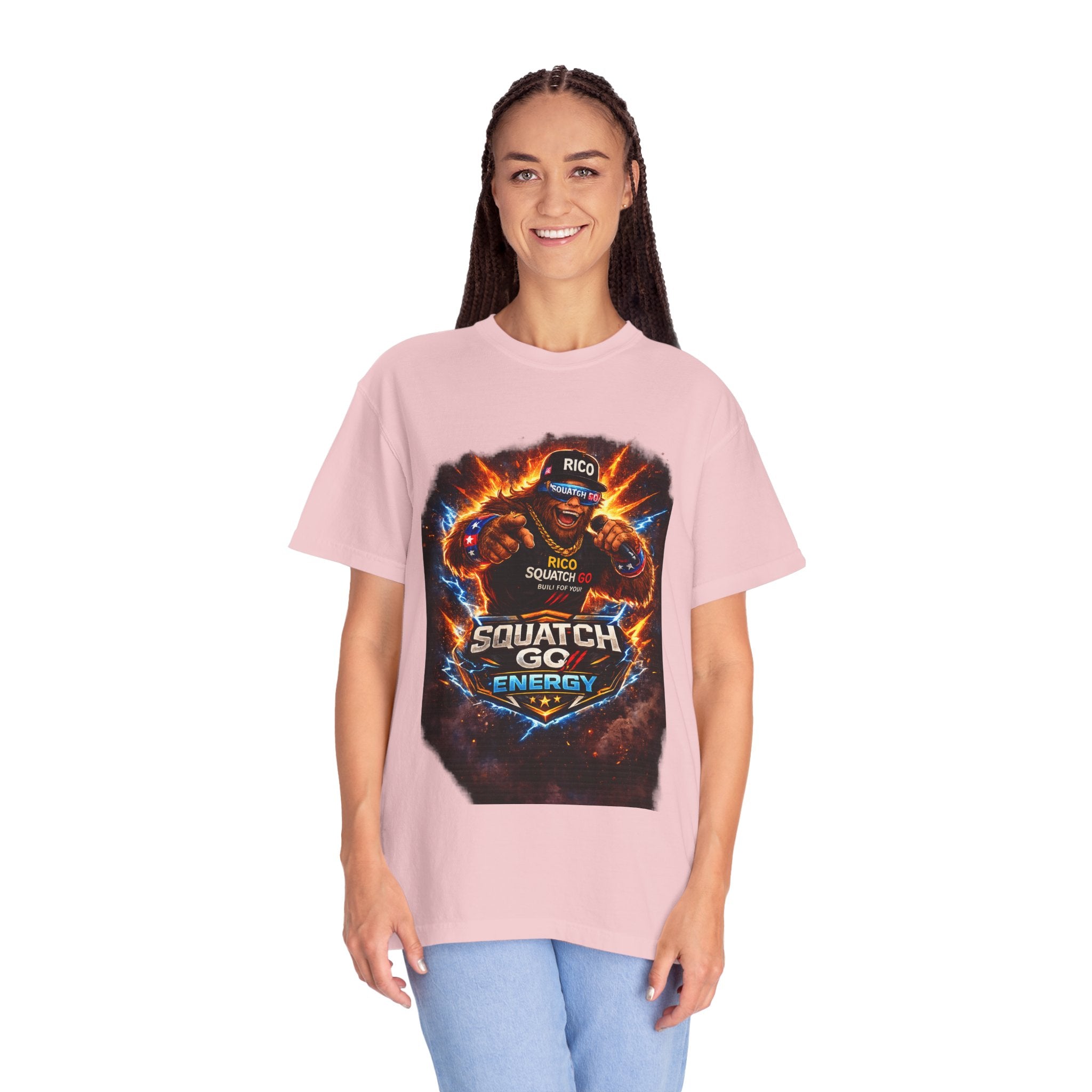 Squatch GC Energy Graphic T-Shirt — Retro Gamer Energy Drink Design