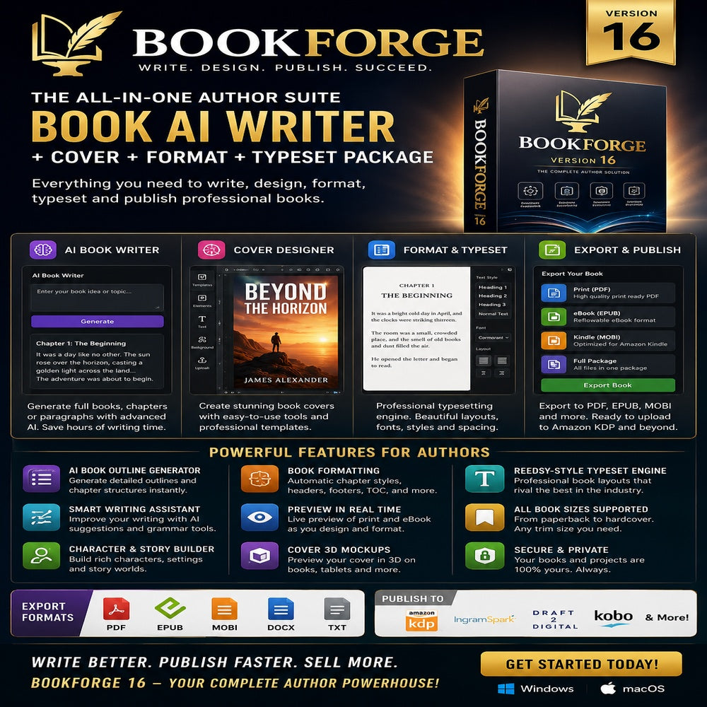 Bookforge All in one Author AI writer Suite