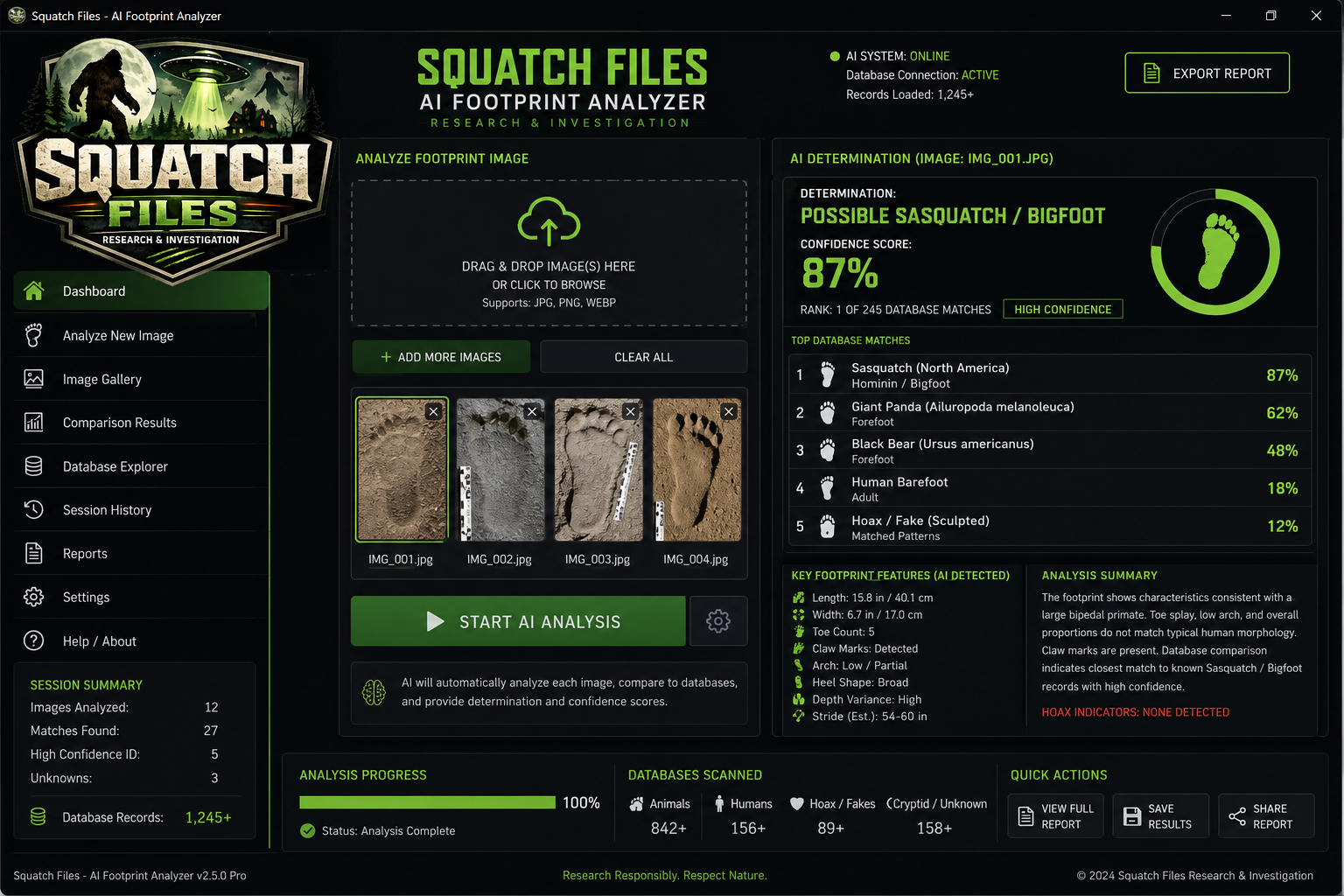SQUATCH FILES™ AI FOOTPRINT ANALYZER PRO